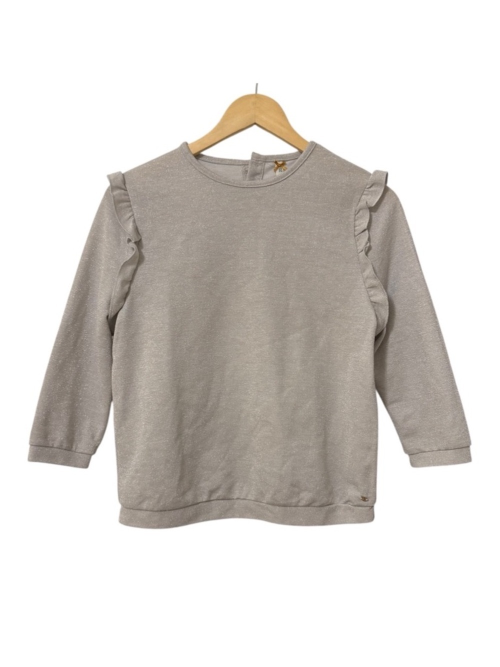 4/$25 KIDICHIC Teen Girls Silver Top Blouse Size XXL / 20 3/4 Sleeve Ruffle